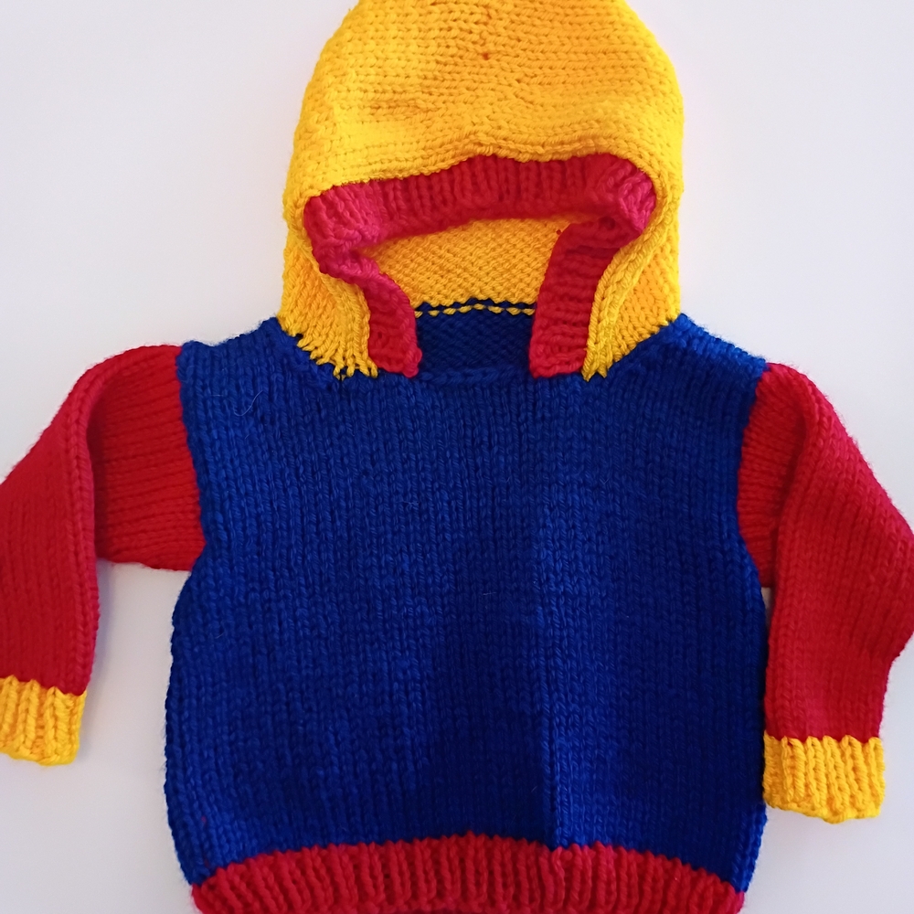 Colorful Knit Hoodie Sweater